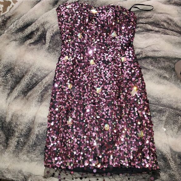 Poly usa pink sequin jeweled dress xs - Picture 4 of 12